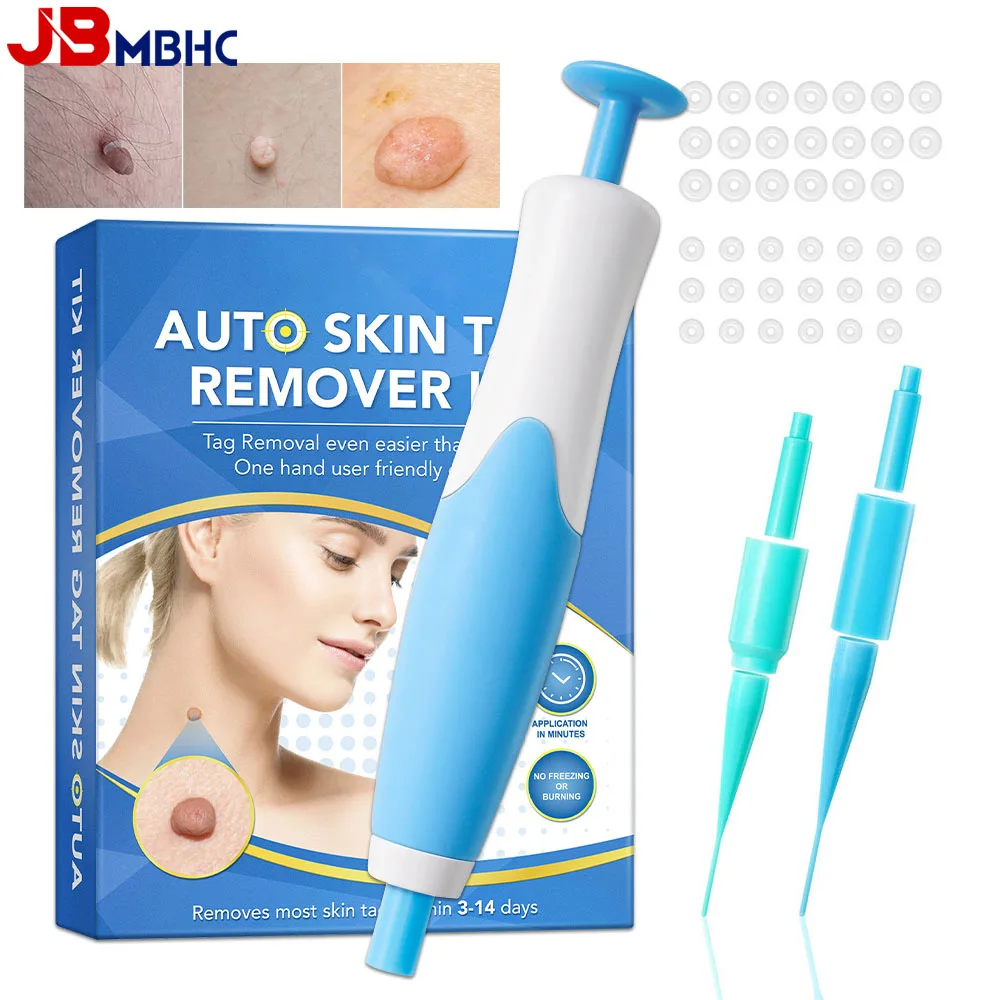 2 in 1 Painless Auto Skin Tag Mole Wart Removal Kit Cleaning Tools Face Skin Care Body Wart Dot Treatments Remover Beauty Health