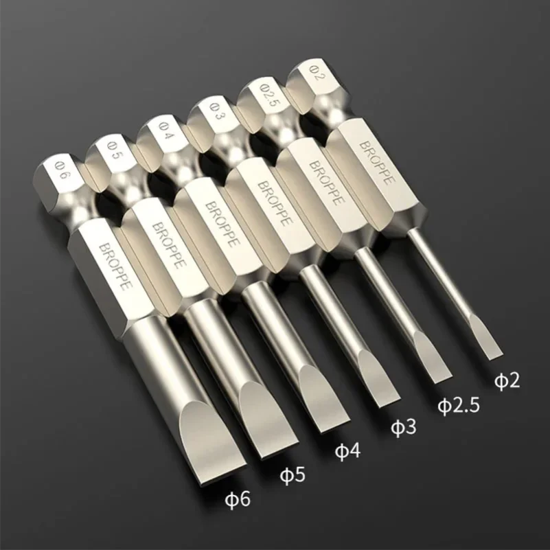Flat Head Screwdriver Bit Set Magnetic Tip Slotted Screwdriver Electric Driver Tool S2 Steel 1/4 Inch Shank Quick Change