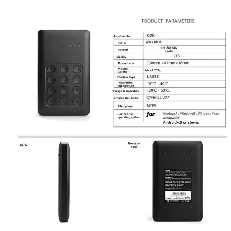 L47A-K390 Digital Encryption HDD 2.5 External Portable Hard Drive 1TB Externo Hd For Computer Laptop Harddisk