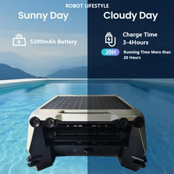 Pool Robotic Skimmer Robot Solar Cleaning Pool with 220μm Filtration 12W Solar Panel 5200mAh Battery  20 Hours Working Time