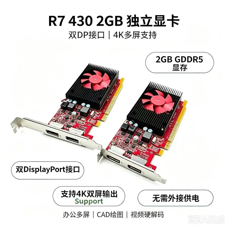 For the original Radeon R7 430 2GB independent graphics card dual DP interface support 4K multi-screen CAD