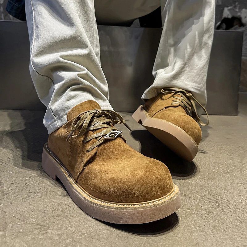رجال الأعمال ديربي أحذية الرجال سميكة سوليد الارتفاع زيادة الأحذية مع رؤساء كبيرة النمط البريطاني الرجعية عمال تنوعا حذاء رجالي #3