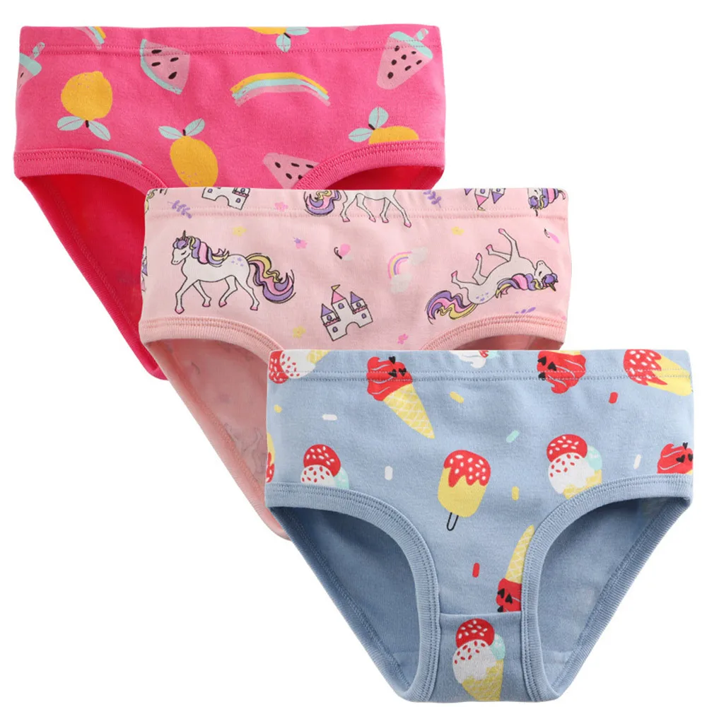 3 قطعة مجموعات سراويل الفتيات الأطفال 100% القطن لينة جميلة الكرتون يونيكورن طباعة الملابس الداخلية للفتيات الملابس الداخلية الملاكم تنفس #5