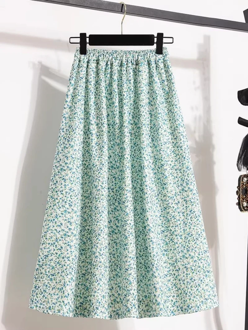 Women's Floral Skirt High Waisted A-Line Midi Skirt, Spring Summer Loose Slimming Fit Umbrella Skirt - W2320