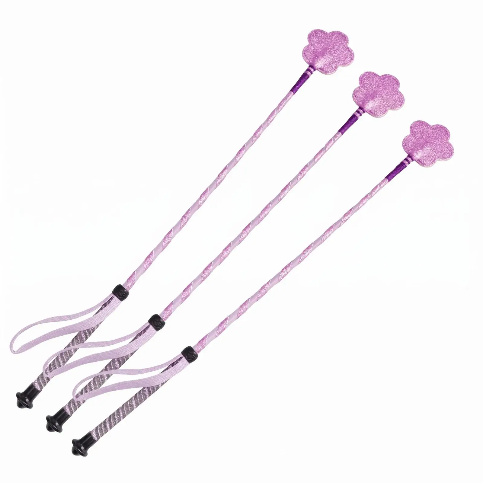 Kids Equestrian Whip Pink Color Horses Accessory Braided Fiberglass Shaft Light Control for Beginners