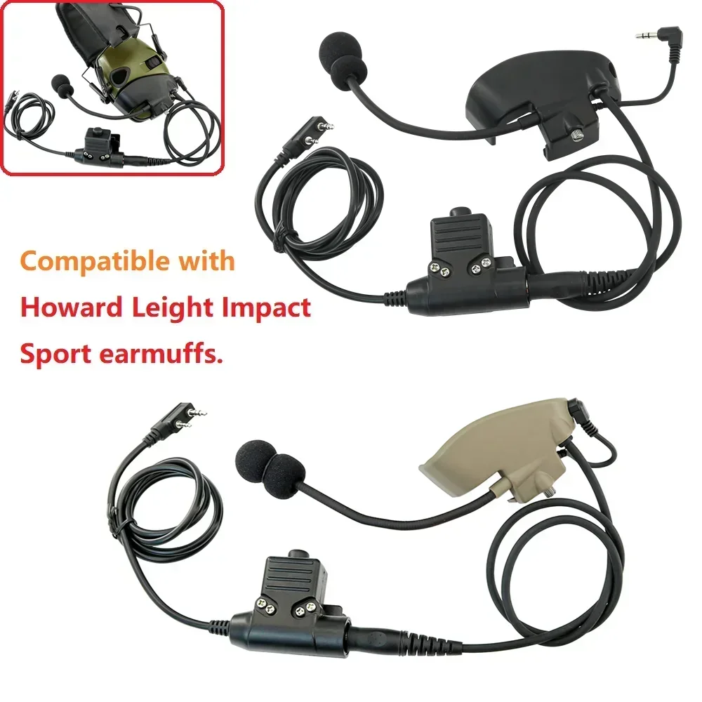 Tactical Electronic Shooting Over-Ear External Microphone with u94 ptt Adapter Compatible with Howard Leight Impact Sport Headse