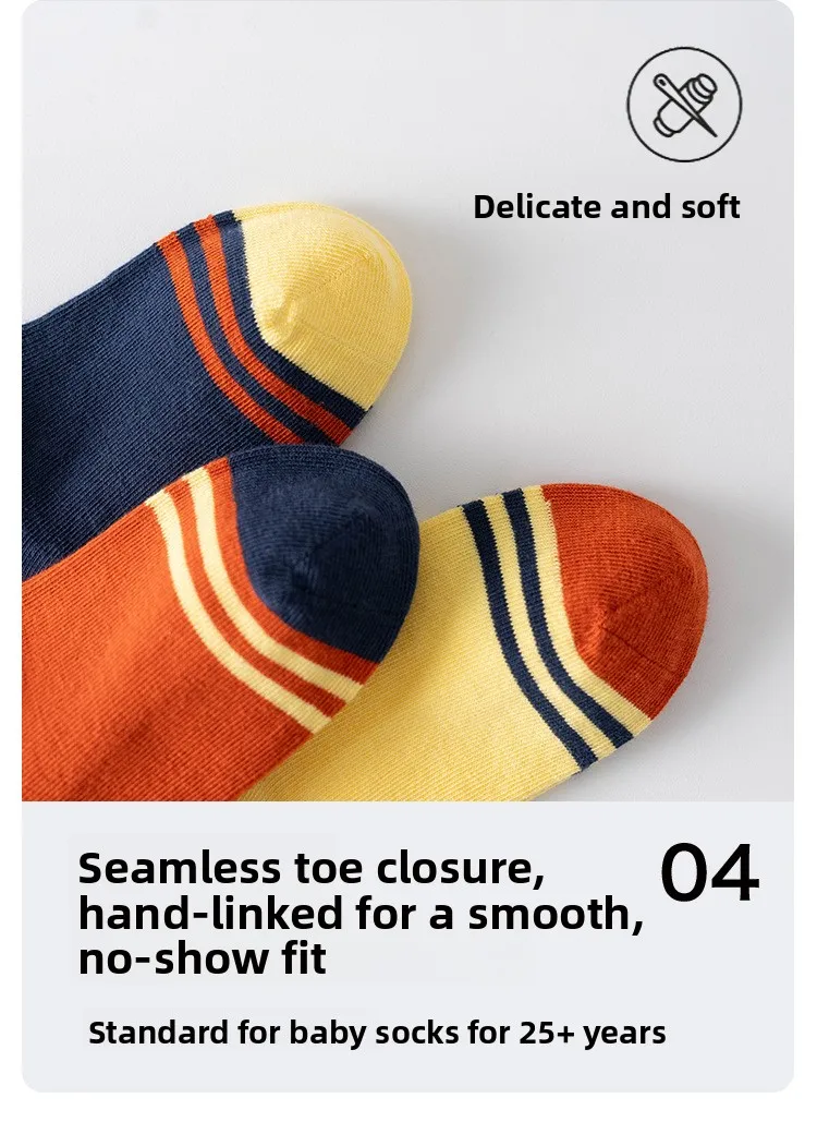 Neue dreifarbige Cartoon-Seestern-Muster Frühling-Herbst-Vier Jahreszeiten bequeme weiche Kinder-Baumwollsocken der Klasse A, 3er-Pack