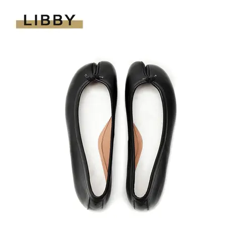 2023 Women Genuine Leather Flat Shoes Summer Split Toe Tabi Shoes Lady Balletcore Brand Designer Shoes White Ninja Tabi Shoes