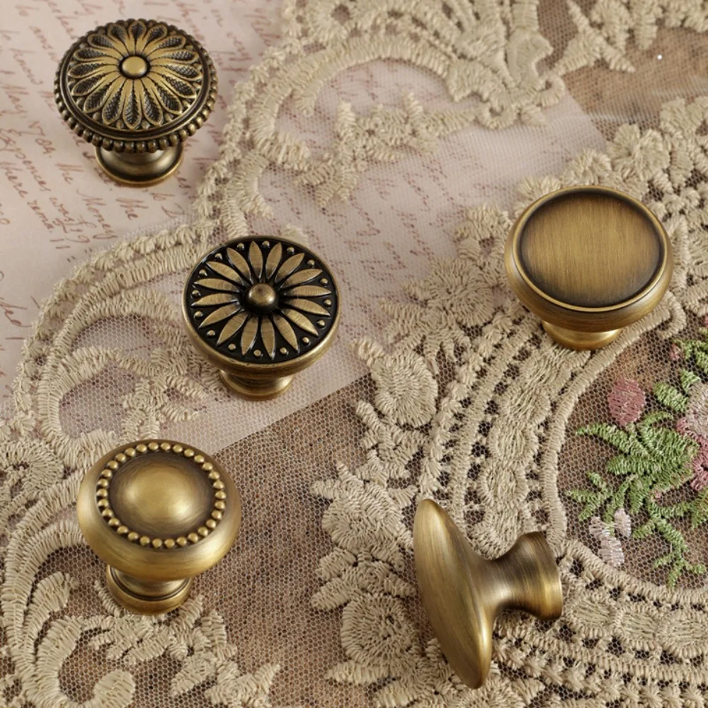 الفرنسية خمر ثقب واحد النحاس مقبض باب الخزانة اللون البرونزي درج سحب لتحسين المنزل #3