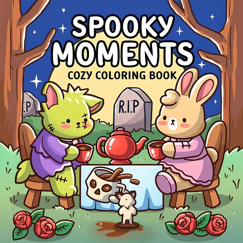 28 Pages SPOOKY MOMENTS Coloring Book for Adult | Colouring Book, Drawing Supplies for Christmas, Thanksgiving