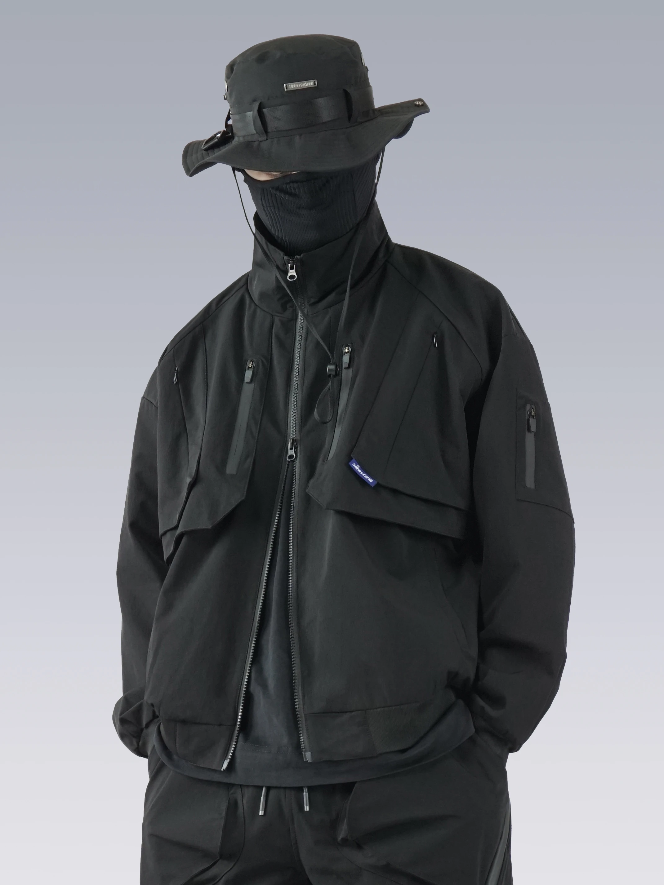 SILENSTORM 22AW Silhouette Stand Collar Cropped Jacket Features Versatile Casual Baseball Black Coat Workwear Techwear cyberpunk