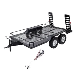 RCGOFOLLOW 1/10 Scale Single Axle Flatbed Heavy Duty Truck Trailer for RC Rock Truck Buggy TRX-4 TRX4 Axial SCX10 RC4WD D90 CC01