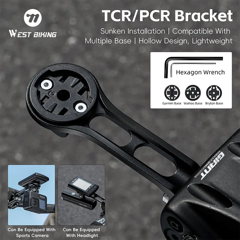 WEST BIKING Multifunctional Bike Computer Stand 10th Generation TCR/PCR Special Code Table Bracket Bicycle Headlight Camera