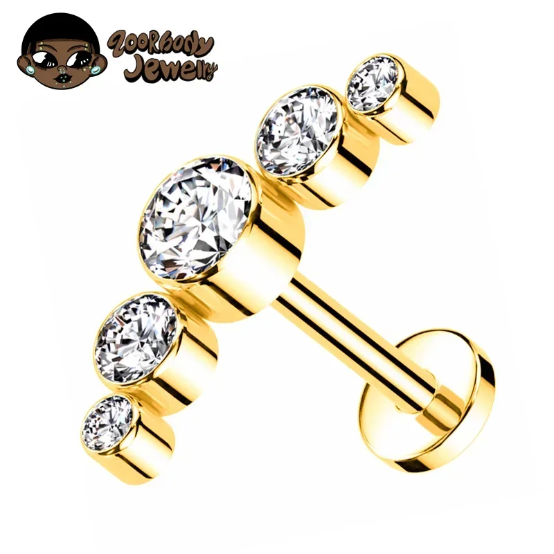 ASTM F136 Titan Helix Piercing 16G 18G Innengewinde Labret Lippen-Knorpel Zirkon Tragus Ohrringe Körperschmuck