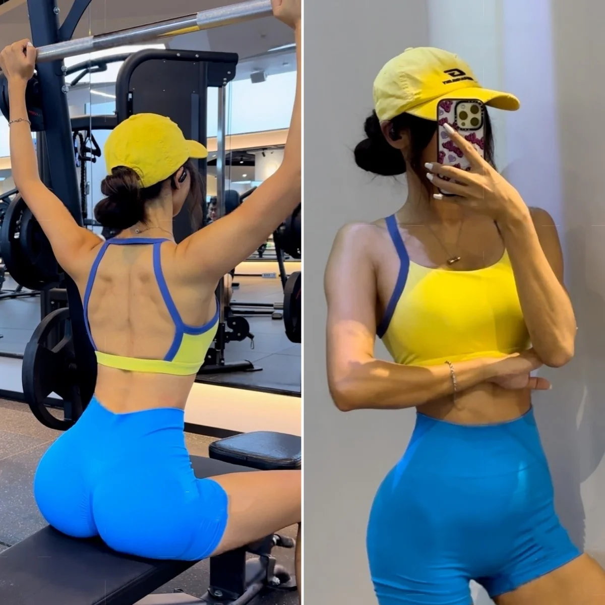 Women's Color Block Sports Bra with Fixed Padded, Beauty Back Tank Top for Running Fitness Yoga
