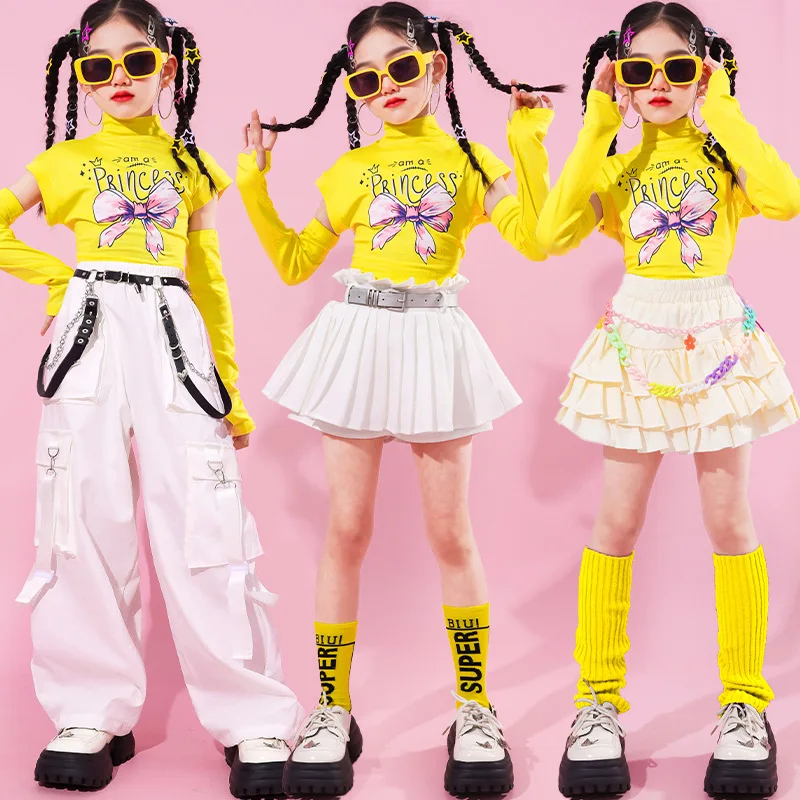 Mädchen Hip Hop Süße Crop Top Street Dance Bunte Röcke Kinder T-shirt Cargo Hosen Kinder Streetwear Jazz K-pop Kleidung Sets