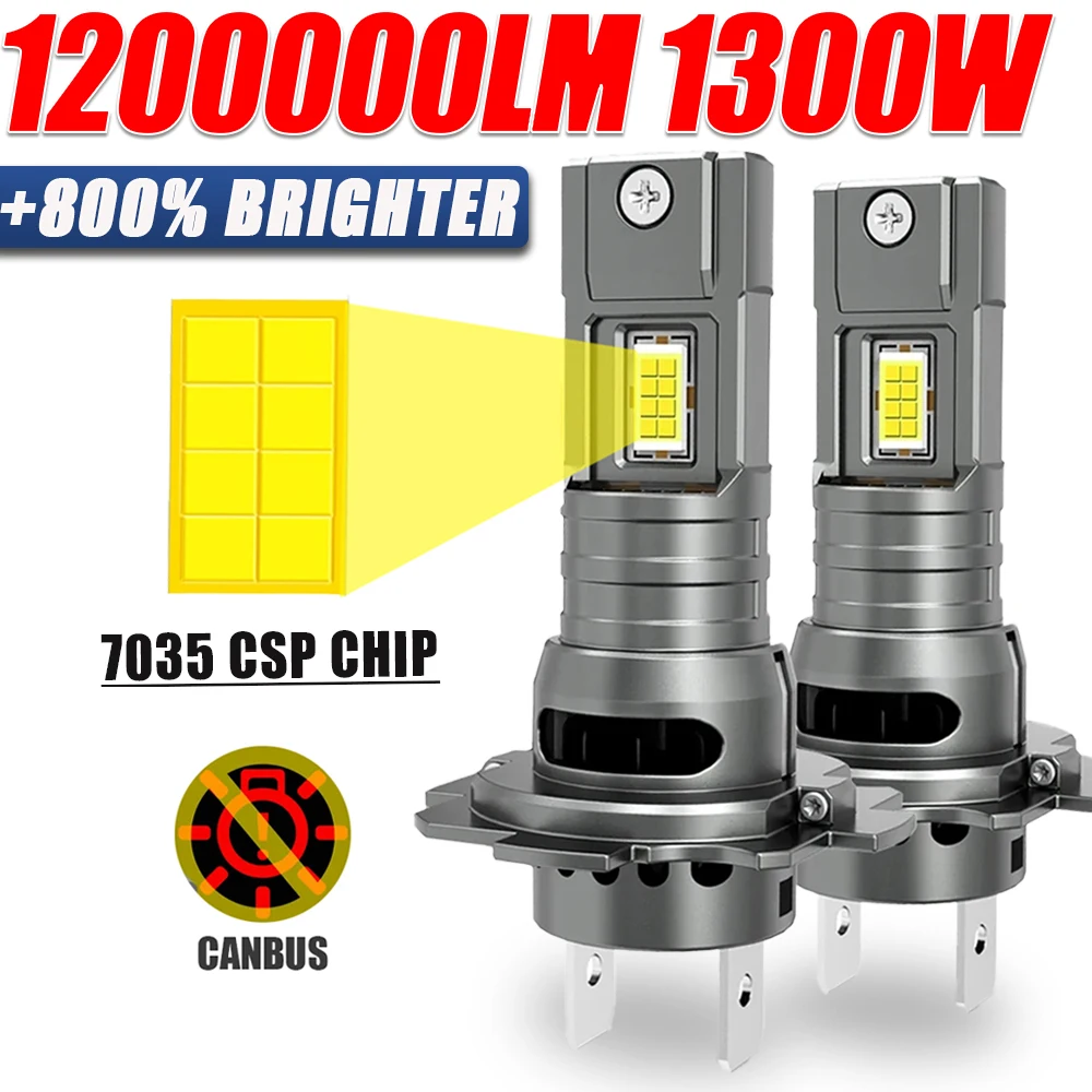 

H7 LED Headlight Bulb High Power Auto Headlamp 7035 CSP Chips CANBUS Car Turbo Fan Super Brighter Wireless Fog Lights Plug&Play