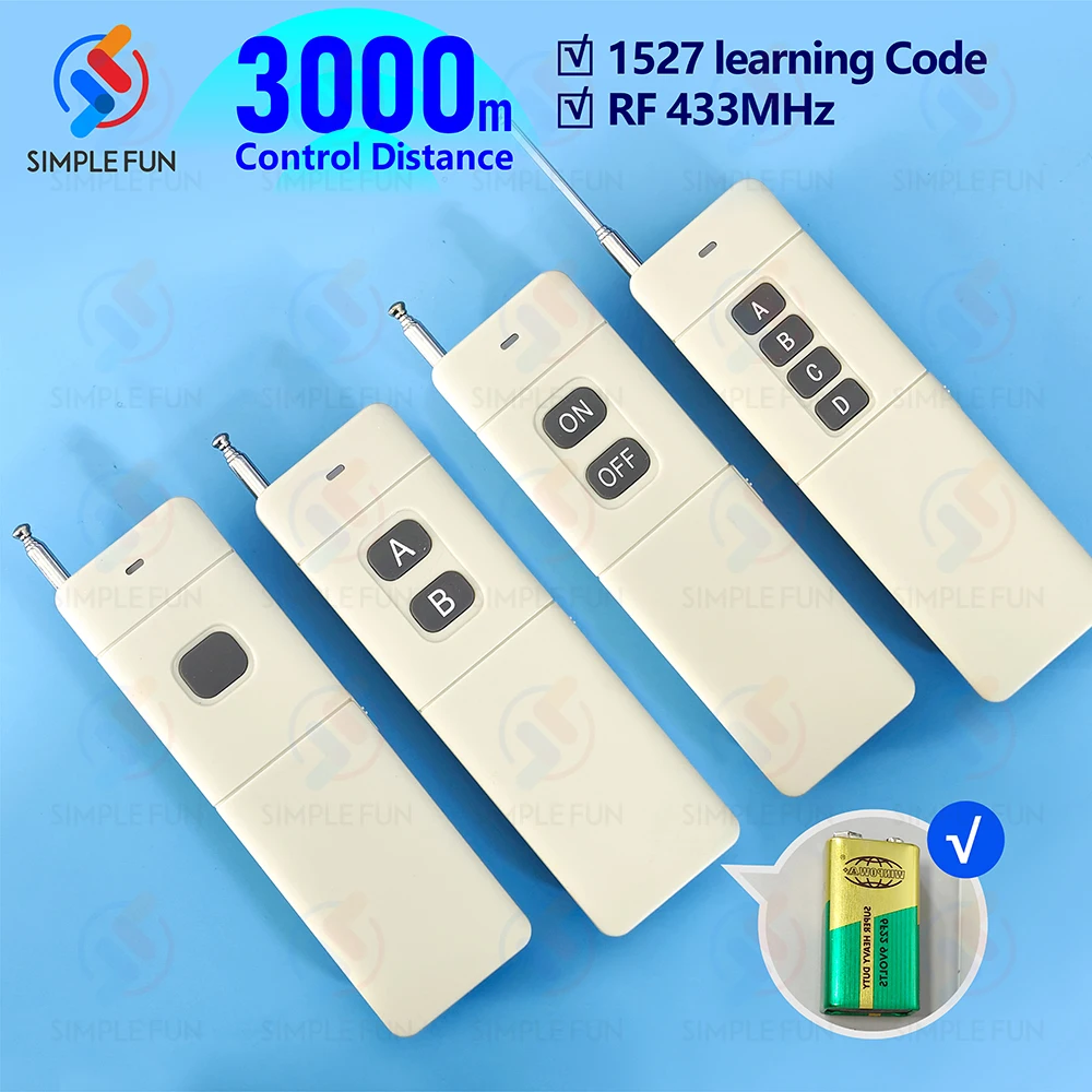 433MHz 3000m RF Remote Control 4CH Universal Transmitter
