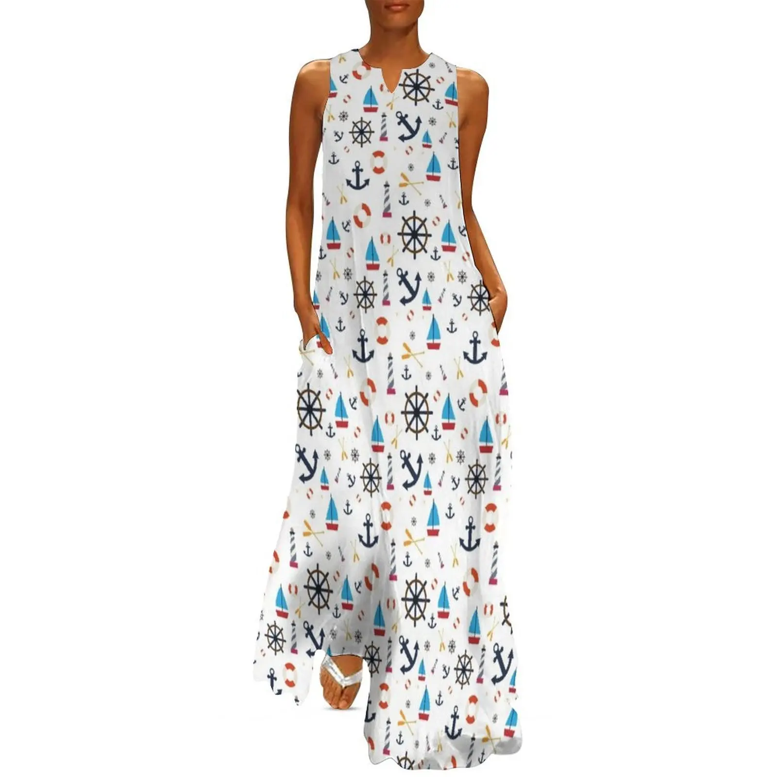 

Sailing Coastal Nautical Theme Summertime Pattern Gifts Long Dress evening dress women dresses for special events