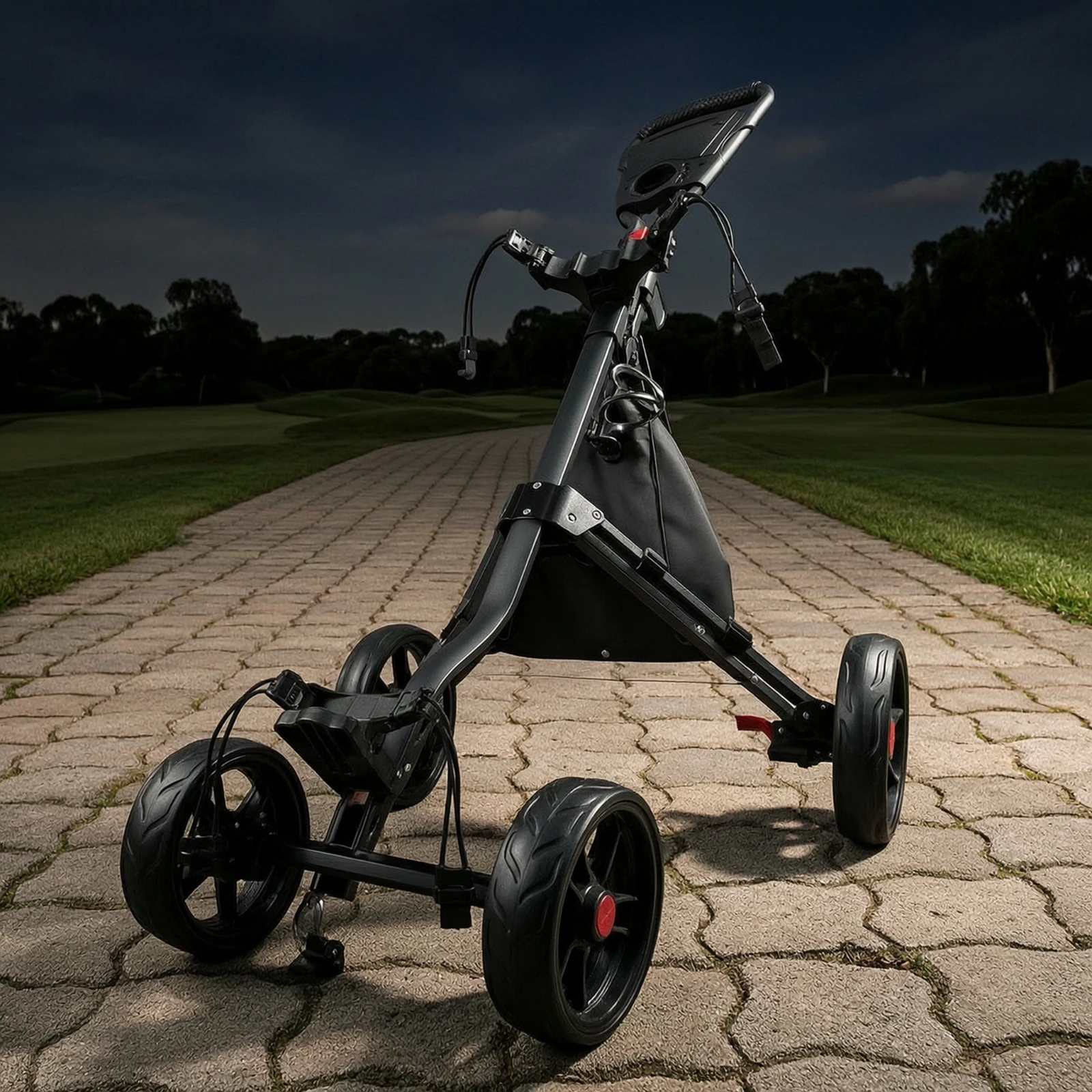 Three-Wheel Golf Cart Portable Golf Push Cart Rust-Resistant Heavy-Duty for Walking Golfers