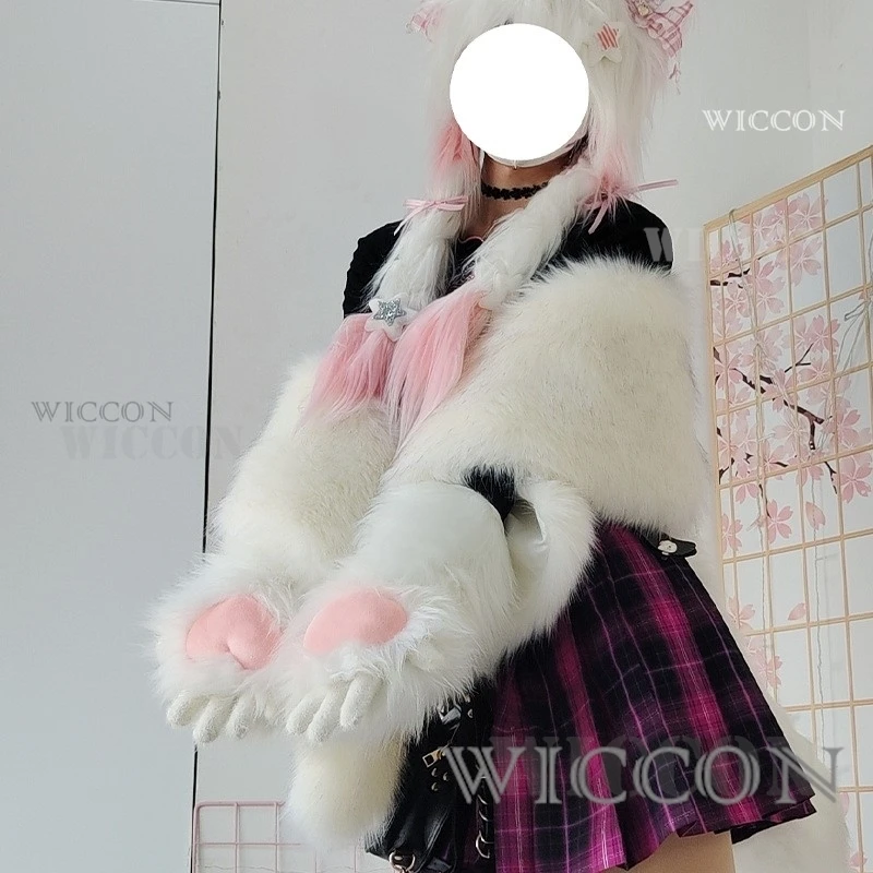 

Furry Gloves Kig Fursuit Kigurumi Plush Summer Claw Gloves Black White Multicolor Cosplay Party Gift
