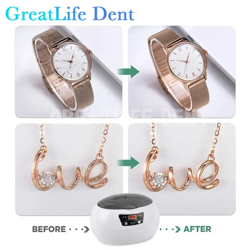 GreatLife Plastic 700ml Round Tooth Glasses Jewelry Dental Machine Round Ultrasonic Cleaner Small Ultrasonic Jewelry Cleaner