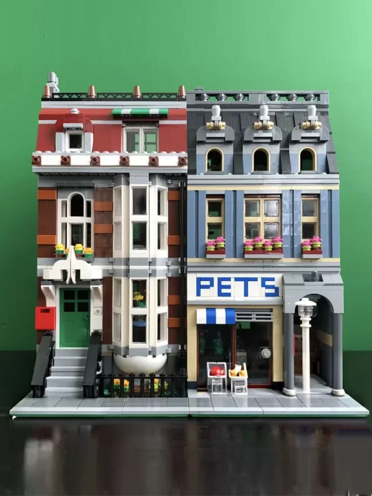 2026 Beliebtes 2032-teiliges Konstruktions-Straßenansicht-Set 10218 Tierhandlung Bausteine Puzzle-Modell Spielzeug für Geburtstagsgeschenke