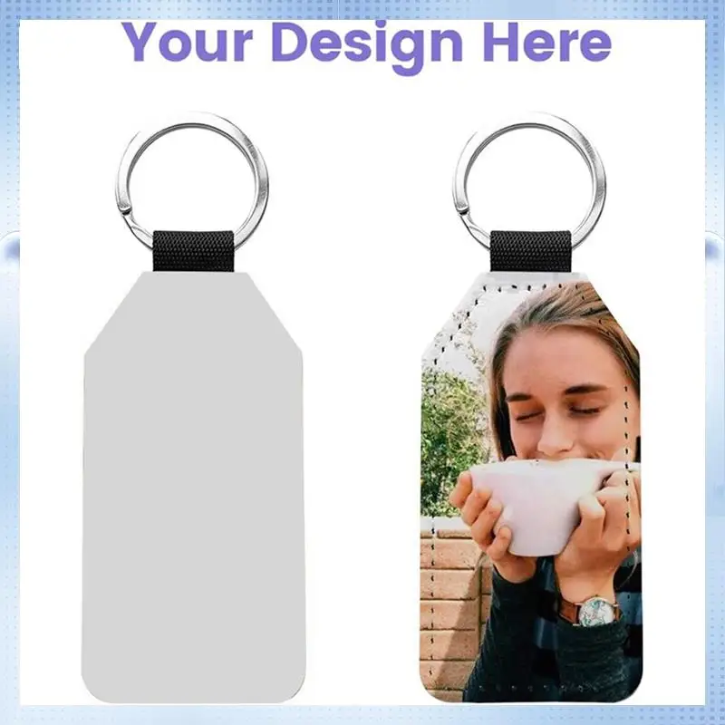

ABRJ-20Pack Sublimation Blanks Keychain Glitter PU Leather Keychain Heat Transfer Keyring Various Kinds Sublimation Blank