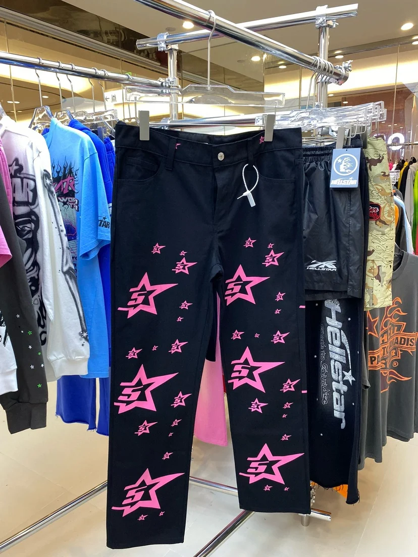 

Trendy American Star Logo Workwear Casual Long Pants Loose Fit Faion Urban Sle All Season Youth Jeans No Ironing Required
