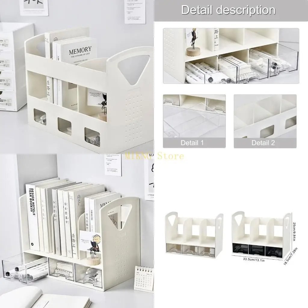 منظمات مكتبية متعددة الوظائف، حامل مجلة الكتب Boodend مع 3 درج منزلق، منظمات مكتبية لتوفير المساحة، أفضل بيع #1