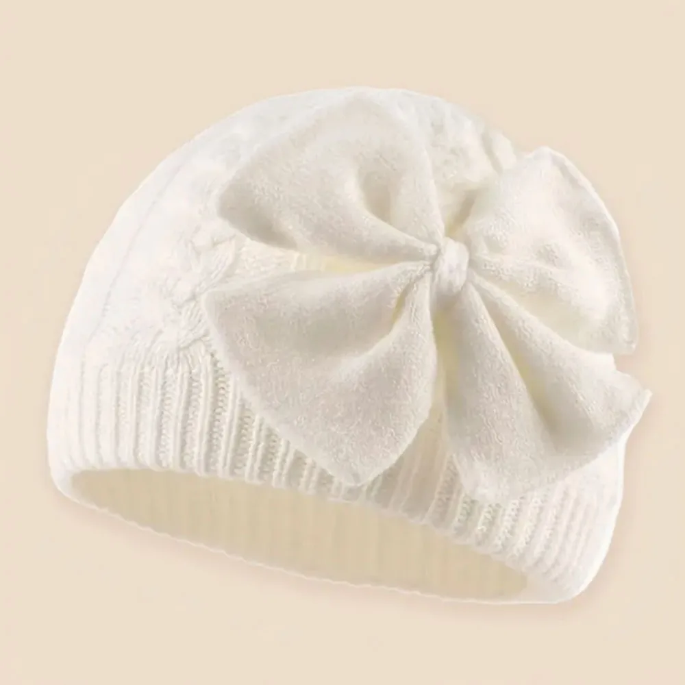 

Легкая теплая шапка для малышей от 0 до 2 лет на Рождество, вязаная шапка на День Благодарения с большим бантом, мягкая эластичная зимняя шапка для девочек и мальчиков