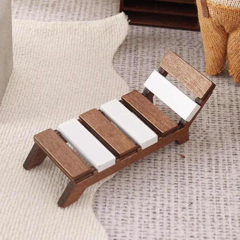 Sedia in miniatura a tema spiaggia, mobili per casa delle bambole 1:12, giocattolo per decorazioni per modelli di casa e accessori per scene fai-da-te