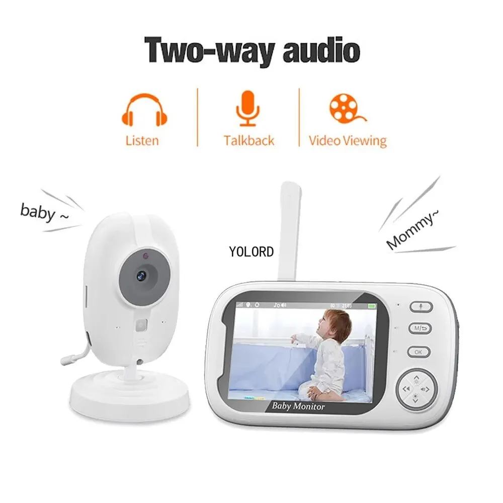 3.5 Inch Wireless Video Baby Monitor Mother Kids Two-way Audio Baby Nanny Security Camera Night Vision Temperature Monitoring