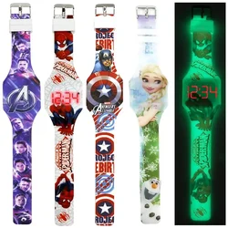 Disney Avengers Captain America Spider-Man Boys Wrist Girls Silicone Soft Strap Luminous LED Children's Touch Electronic Watch