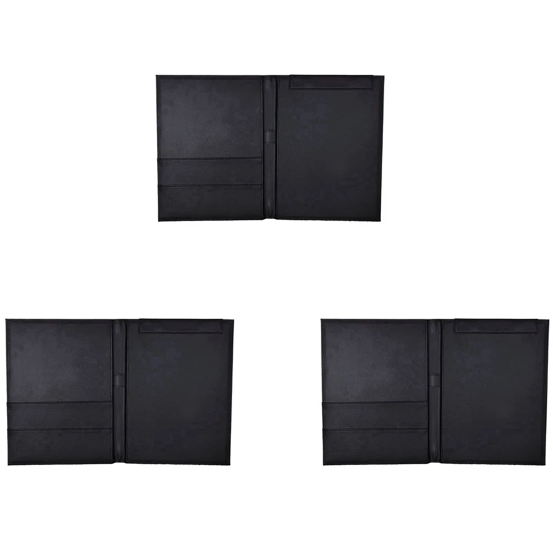 3X Pu Leather A4 Writing Clipboard Business Notepad Clip Boards Meeting Conference Document Organizer File Folders