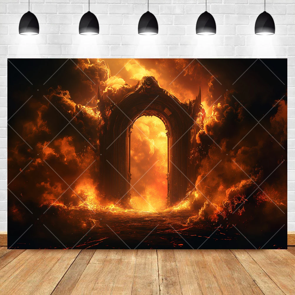 Halloween Dark Horror Gate to Hell Spooky Building Kid Gift Party Room Banner Backdrop Custom Aldult Photo Decor Wall Background