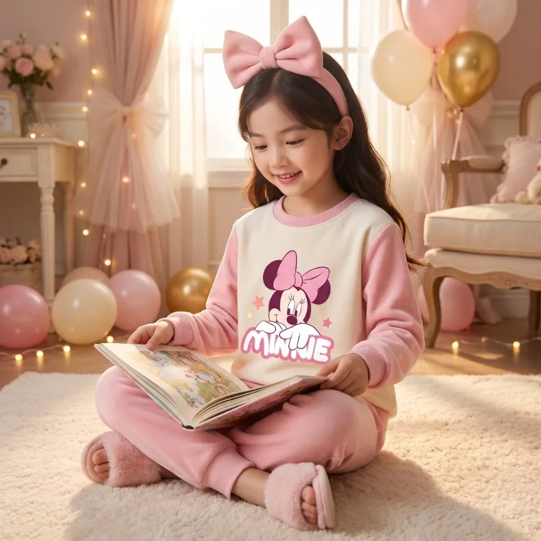Herbst-Winter Mädchen Verdickte Warme Hauskleidung Sets Kinder Weiche Oberteil- und Hosen-Kombination Zweiteiliger Anzug 1-12 Jahre Kinder-Pyjamas – Detail 1