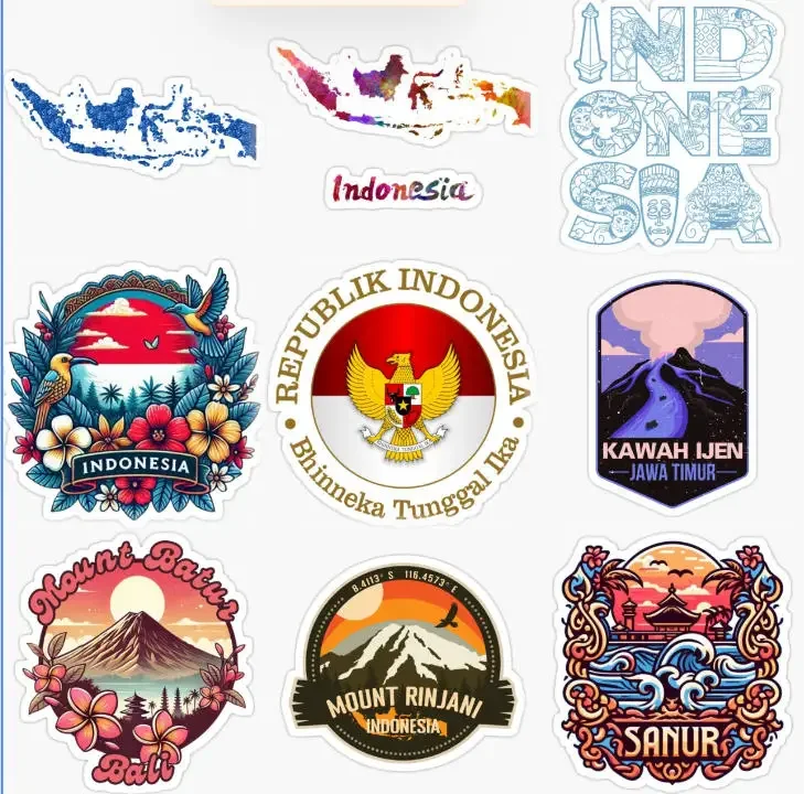 

Indonesia Flag Map Bali Creative Sticker for Decorate Car Bicycle Motorcycle Wall Fridge Customizable