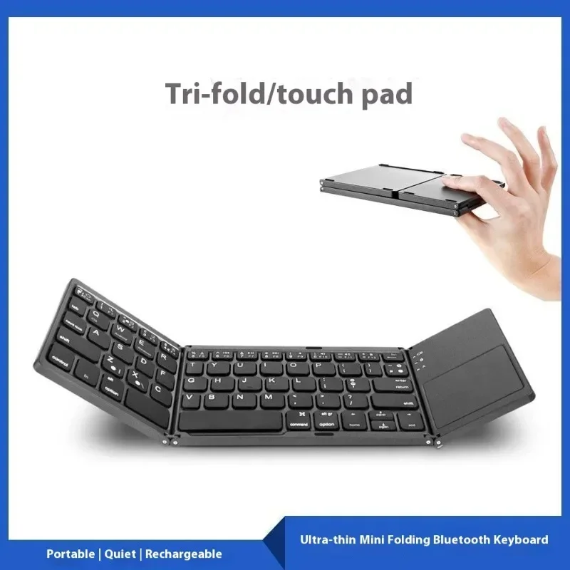 Portable Foldable Bluetooth Keyboard with Touchpad Type C Charging Compatible with iOS Android Windows