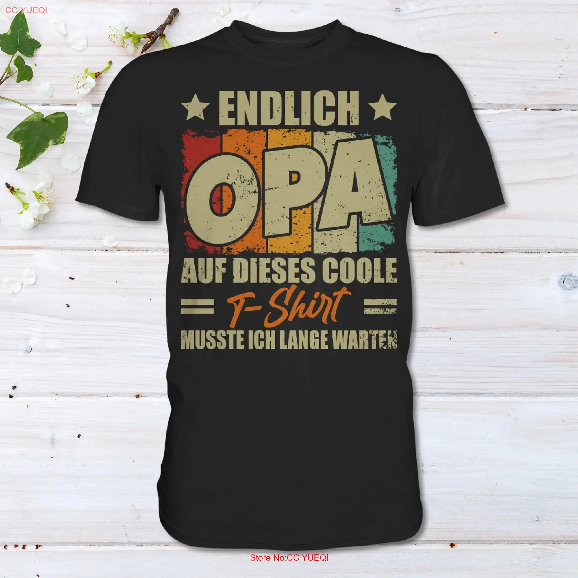 Endlich Opa T Shirt Auf dieses musste ich lange warten Enkel Großvater Spruch Herren long or short sleeves