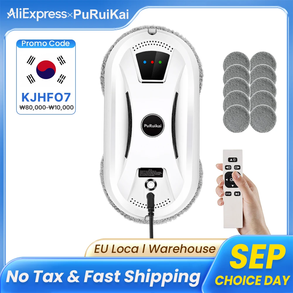PuRuiKai Ultra Thin Robot Vacuum Cleaner Window Cleaning Robot Window Cleaner Electric Glass Remote Control for Home