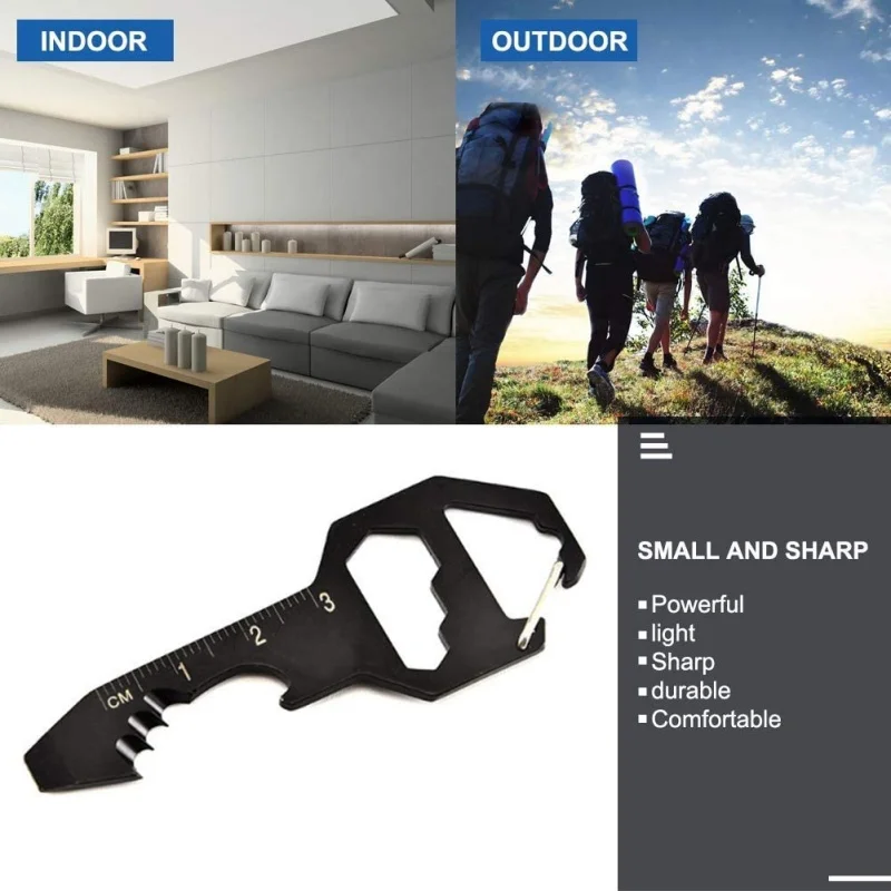 Flaschenöffner-Multitool, EDC-Gadget aus Edelstahl, 6-in-1-Flaschenöffner, Schraubenschlüssel, universelles Taschen-Rucksack-Werkzeug für den Alltag – Detail 7