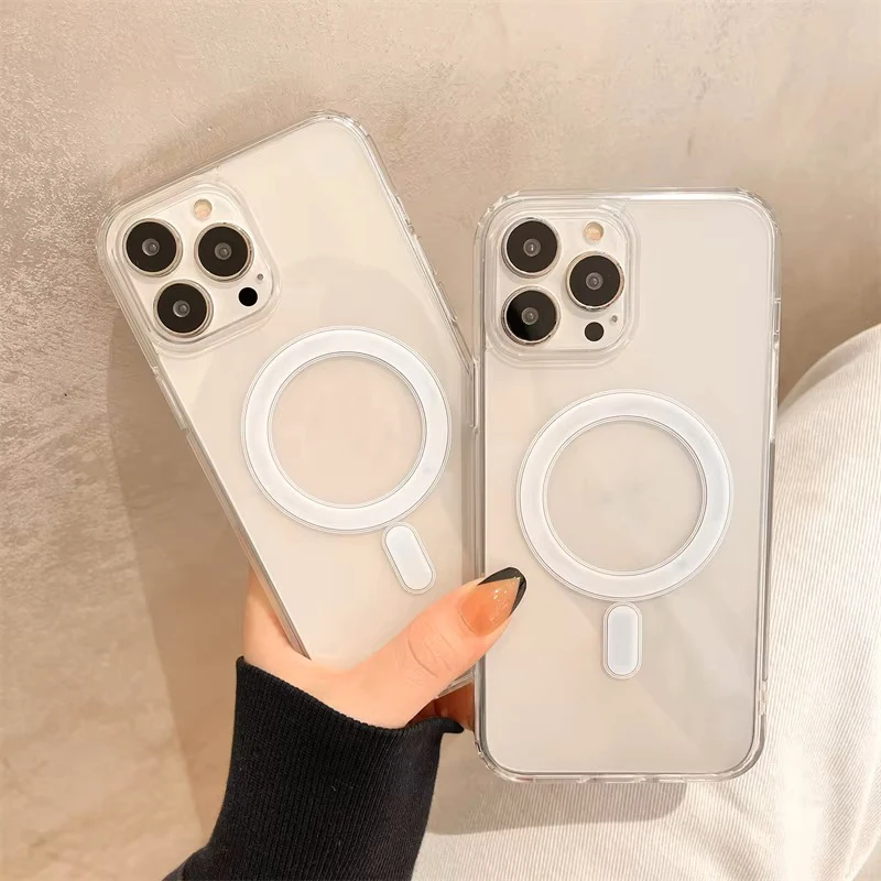Funda transparente original con animación de carga inalámbrica magnética Magsafe para iPhone 16, 15, 14, 13, 12, 11 Plus, Mini, Pro Max, XS, XR 3