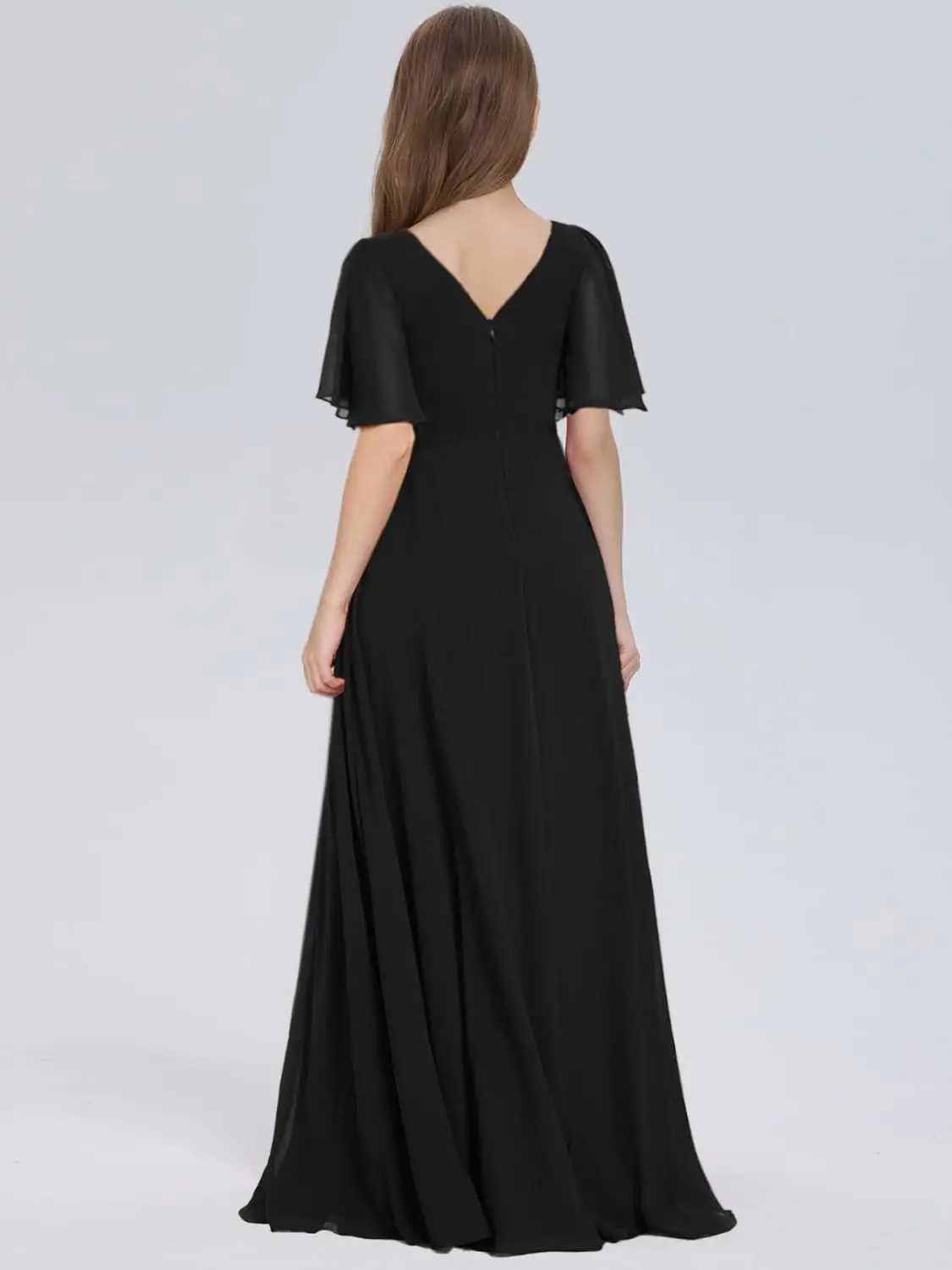 슬릿 브이넥이 있는 A라인 주니어 신부 들러리 드레스 보헤미안 러플 쉬폰 플라워 걸 드레스 십대 소녀를 위한 정장 드레스