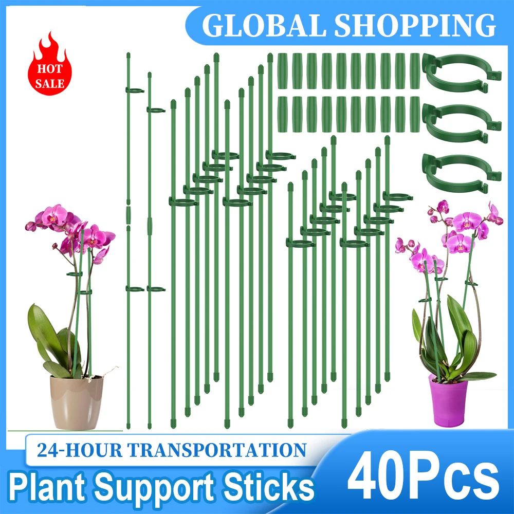 

40Pcs Plastic Support Pile Stand Plant Support Pile for Flowers Greenhouses Arrangement Fixing Rod Holder Garden Tools