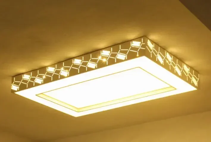 A lâmpada da sala de estar é retangular e simples, moderna lâmpada de teto LED atmosférica, lâmpada de quarto, lâmpada de sala de jantar e varanda