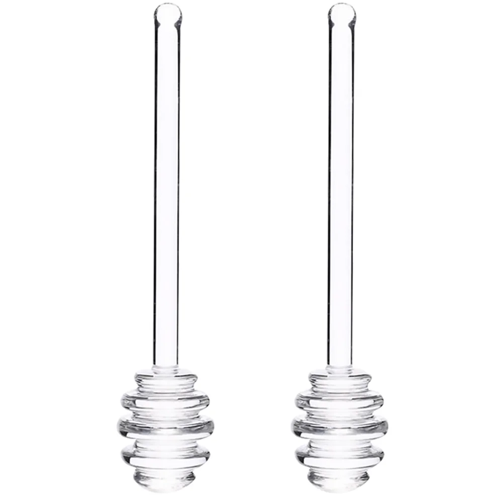 

2Pcs Plastic Honey Dippers Spiral End Honey Stirring Sticks Reusable Kitchen Jam Syrup Mixing Spoon Server Syrup Stirrer