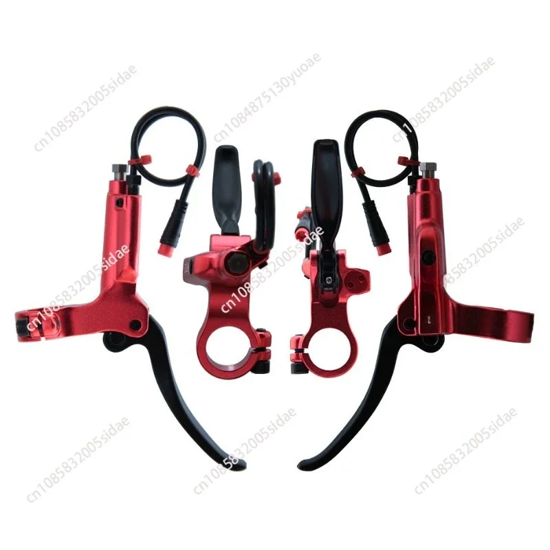 Electric Bicycle Brake Handle 3 Pin For E-Bike Bafang Hall Motor Hydraulic Brake Aluminum Alloy Black/Red Hydraulic Brake Lever