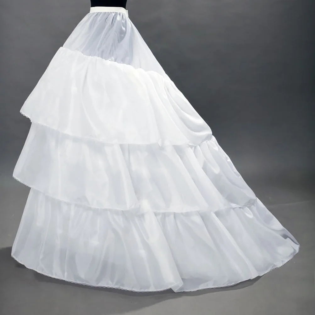 

Wedding Petticoat Long Skirt Floor length Bridal Dress Underskirt White Full sized Hoops Prom Ball Dance Party Gown