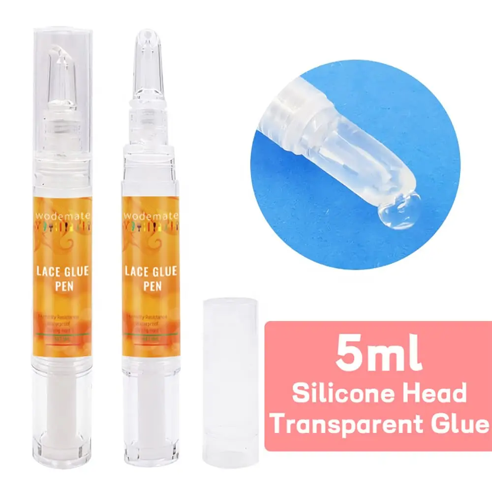 5Ml Lem Wig Depan Renda Tahan Air Pena Lem Renda Lem Kuat Terus untuk Renda Remover Aksesori Wig untuk Penutupan Rambut Palsu Frontal